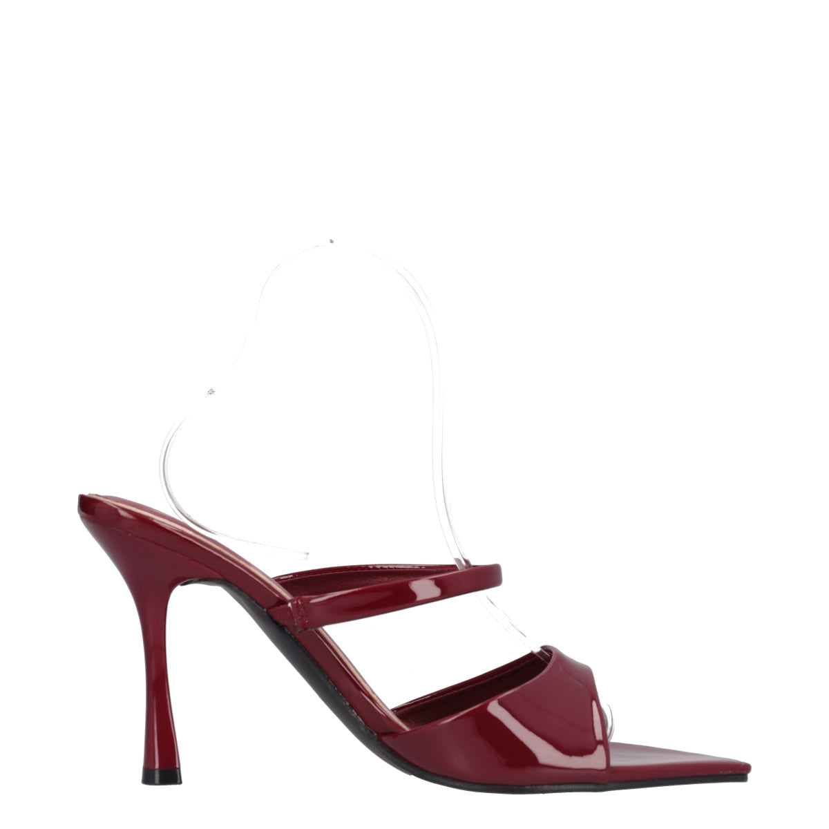 Ciabatte con Tacco Donna Bordeaux in Vernice