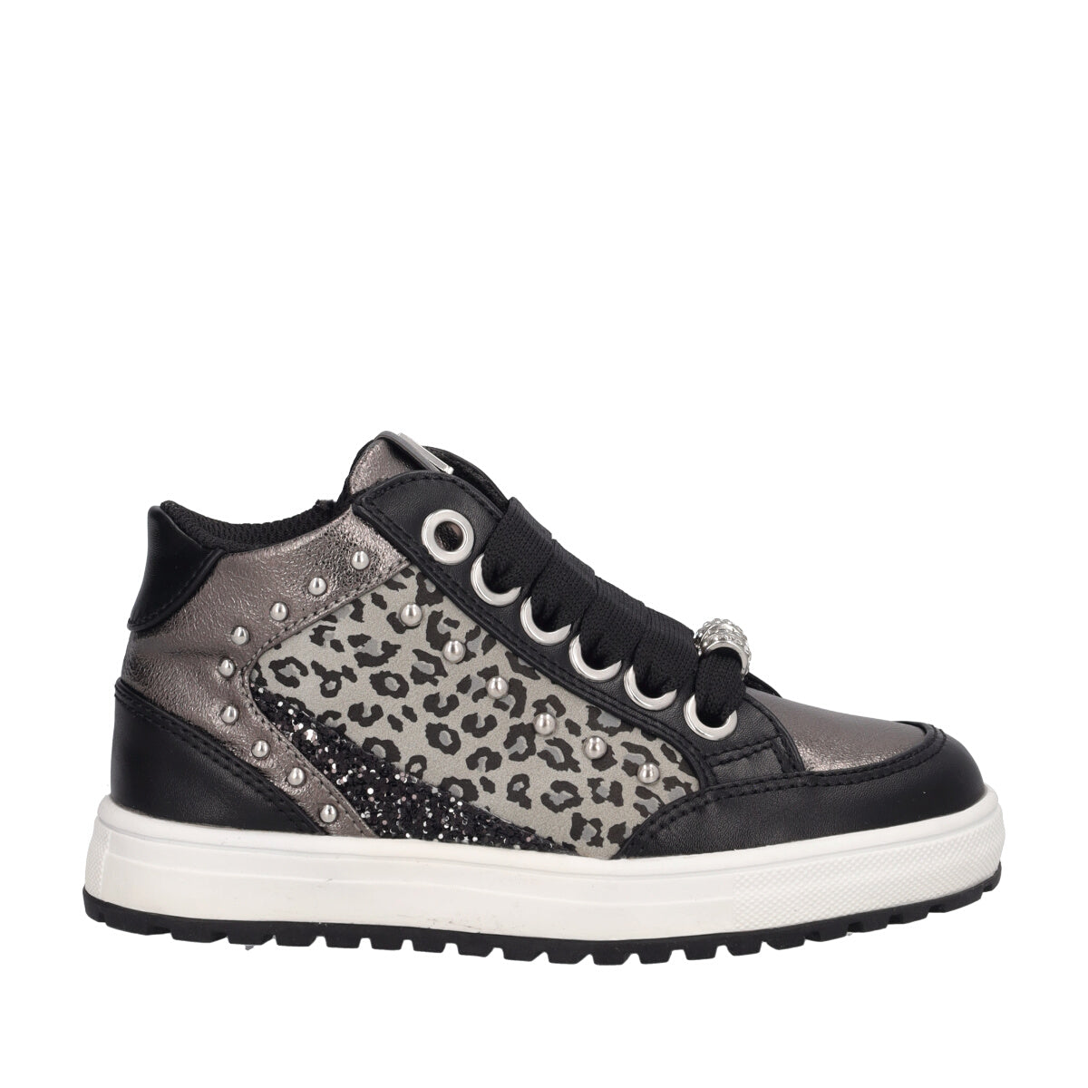 Sneakers Alte Bambina Nere, Argento e Animalier