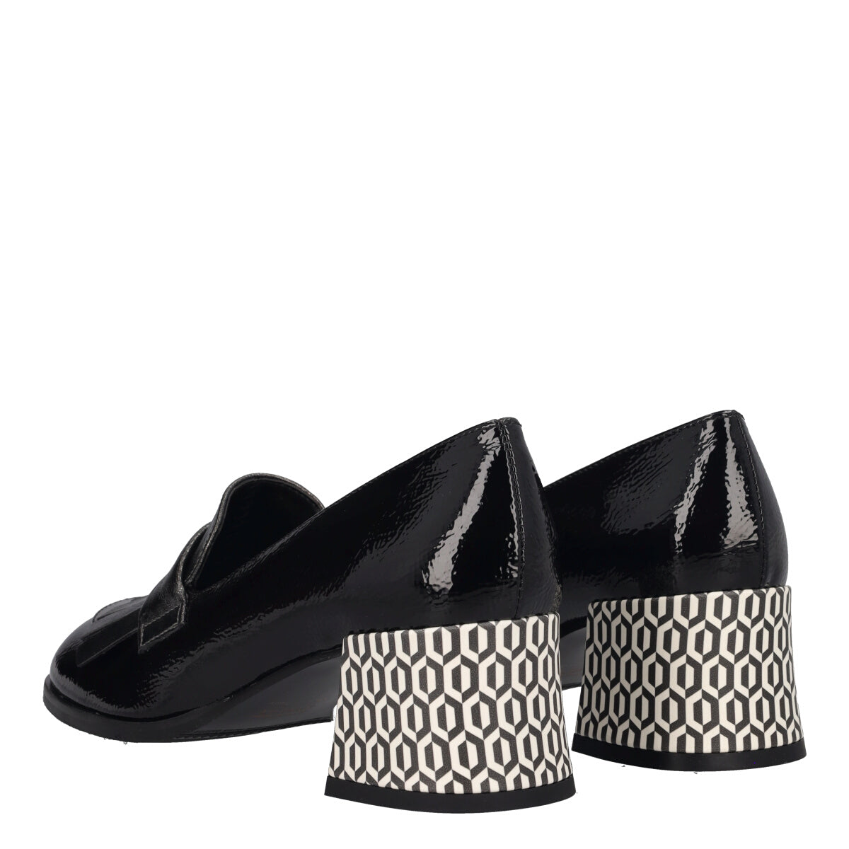 Mocassini con Tacco Donna Neri