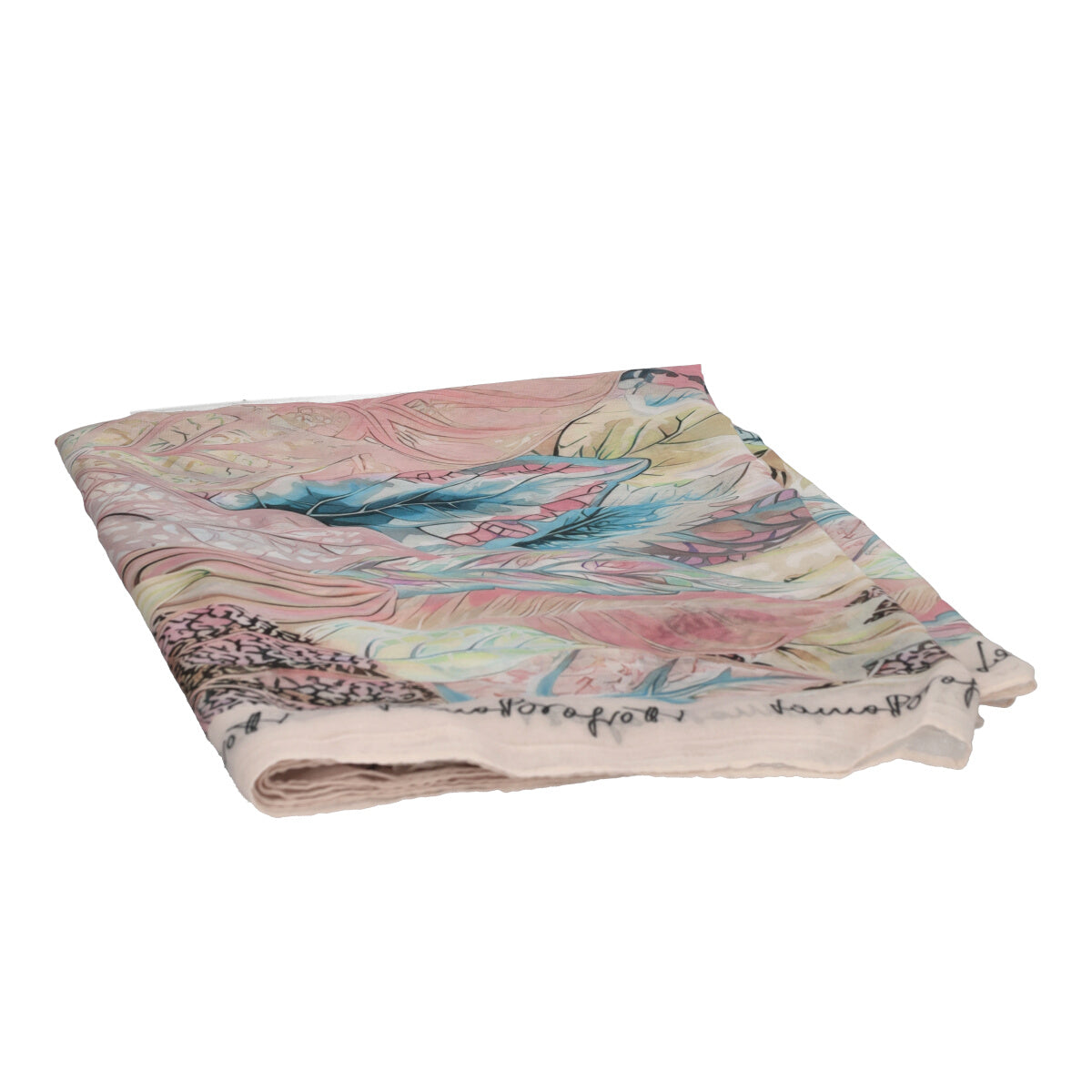 Pashmina Donna Rosa Foglie Voille