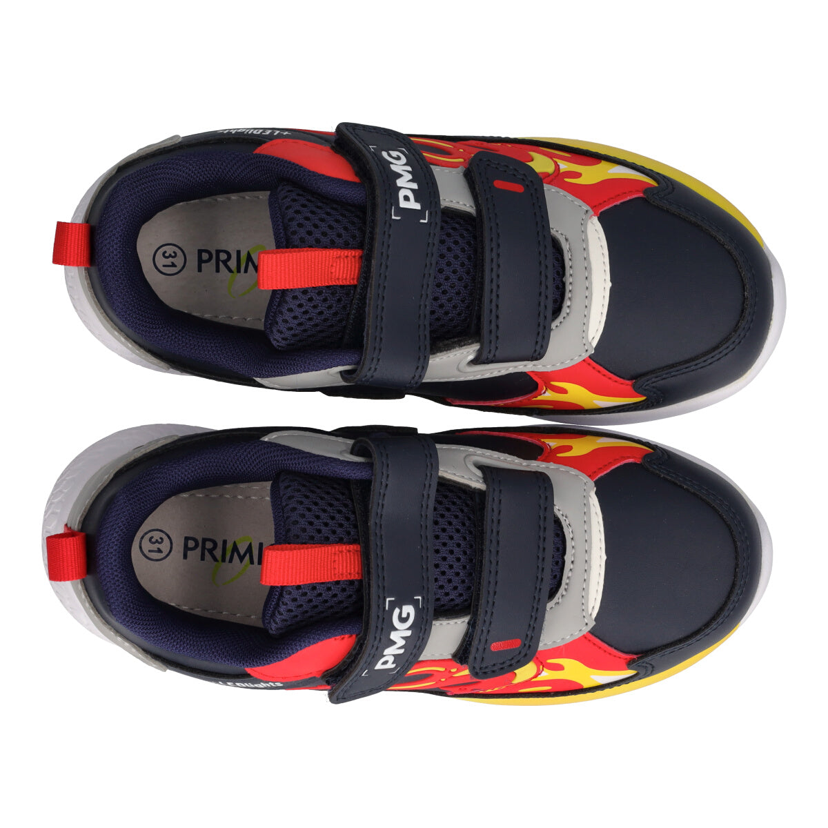 B&G INFINITY LIGHT Sneakers Bambino Nere e Rosse con Luci