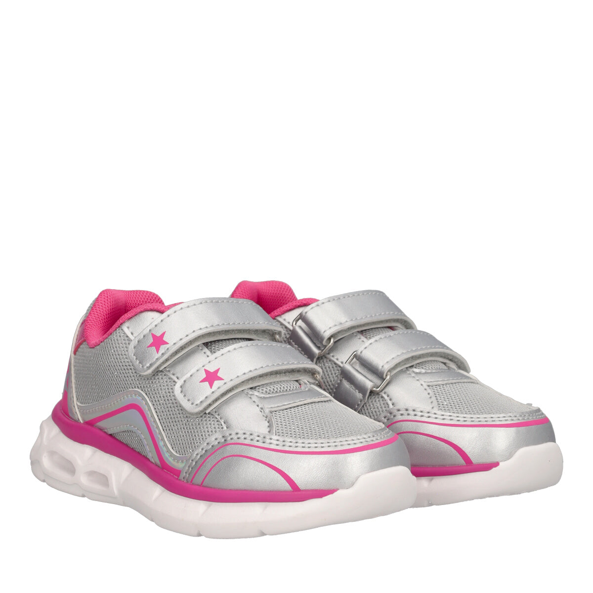 CHIMBERLY Sneakers Bambina Argento e Fuxia con Luci