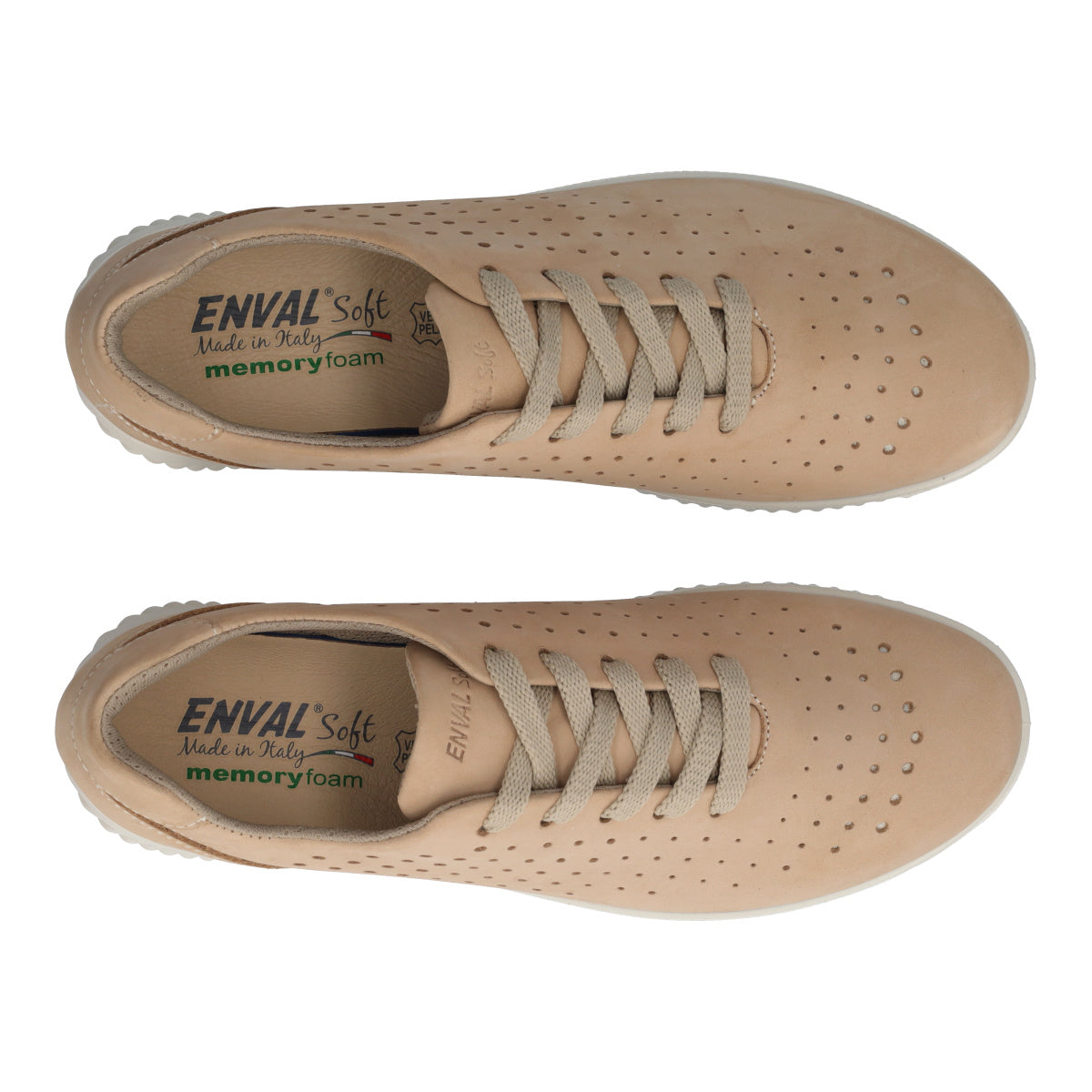 KAYLA Sneakers Comfort Donna Beige in Pelle