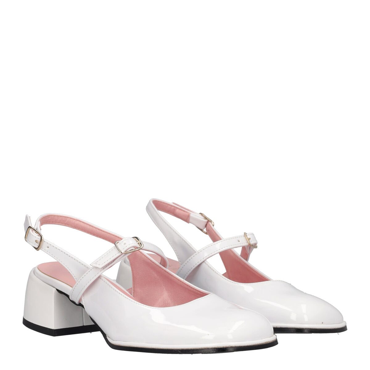 Slingback in vernice bianca