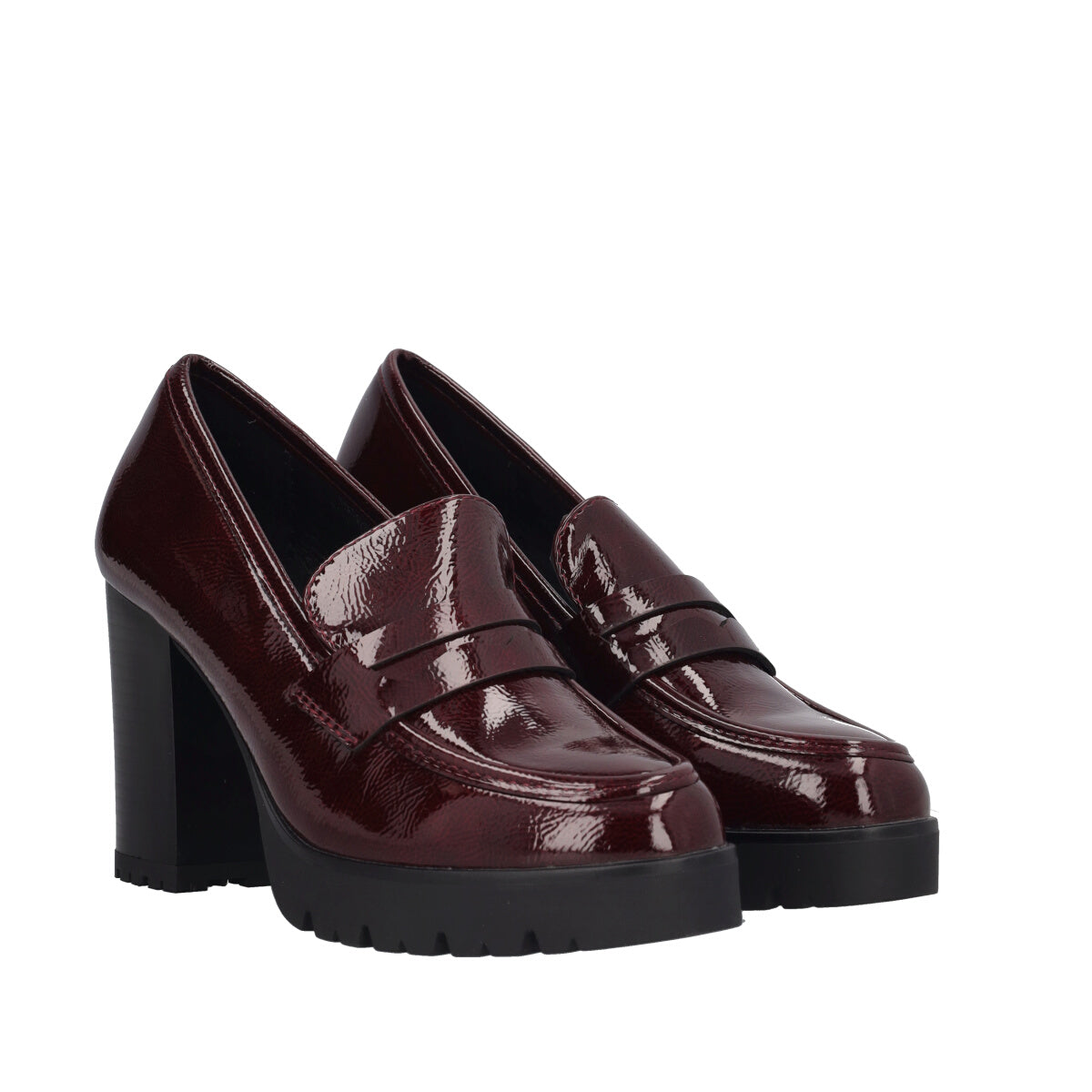 Mocassini con tacco Donna in Vernice Bordeaux