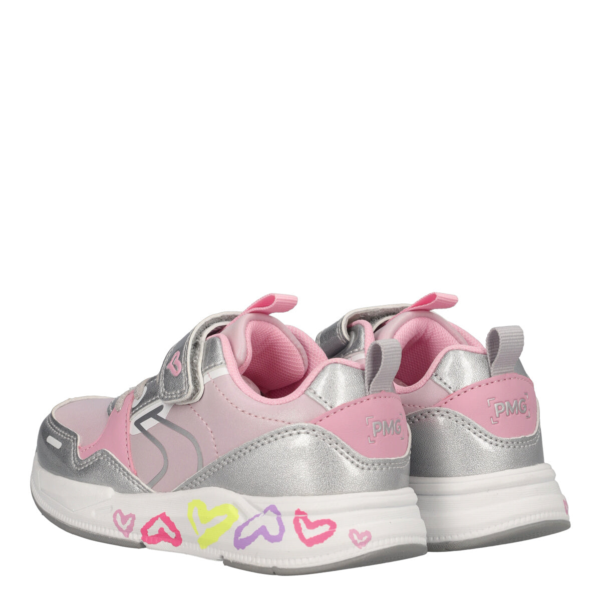 B&G SUPERMEGA Sneakers Bambina Argento e Rosa