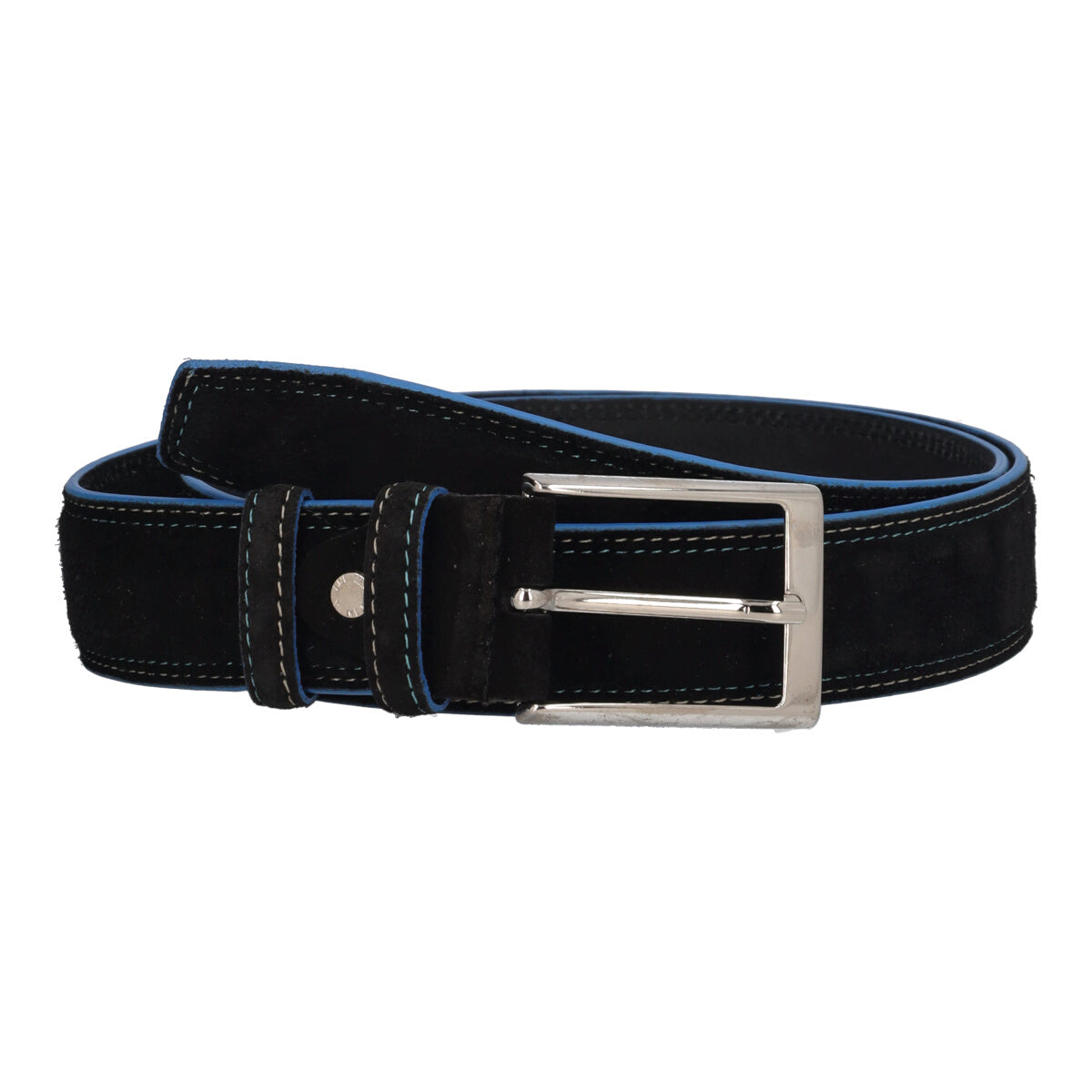 Cintura Uomo Camoscio Nera e Blu