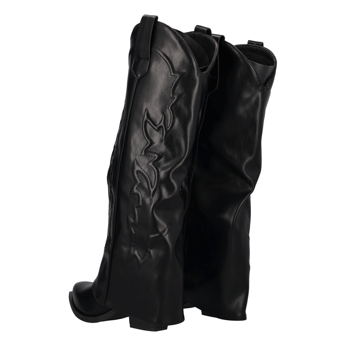 Stivali Donna Neri Texani a Risvolto