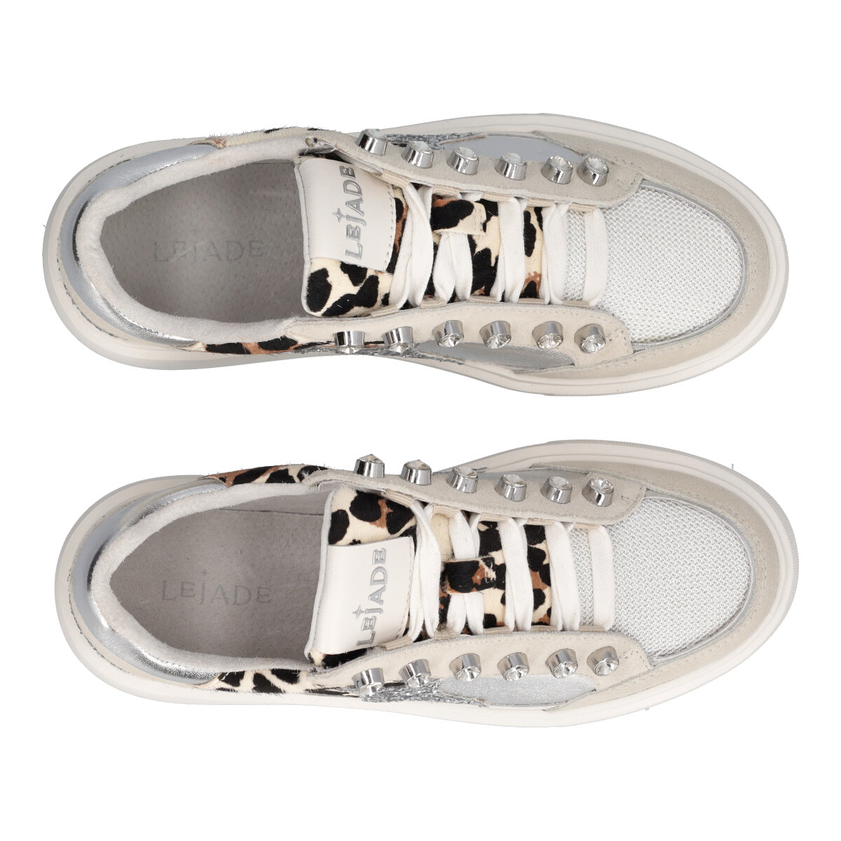 Sneakers Donna Bianche, Argento e Leopard