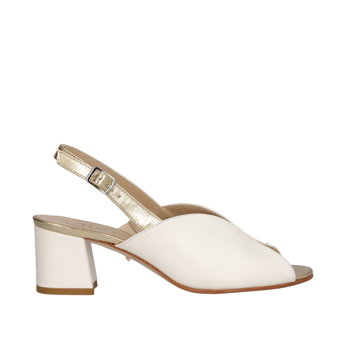 Sandali Donna Platino e Burro in Pelle