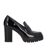 Mocassino con Tacco Donna in Vernice Nera