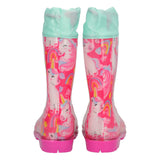 Stivali go & pvc da Pioggia Bambina Fucsia Unicorn _ con Luci