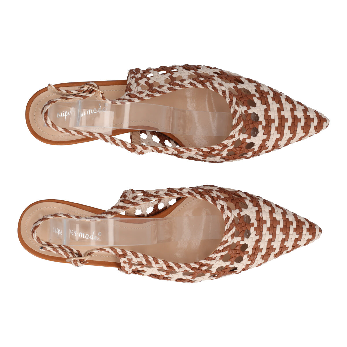 Slingback Donna Marroni e Bianche