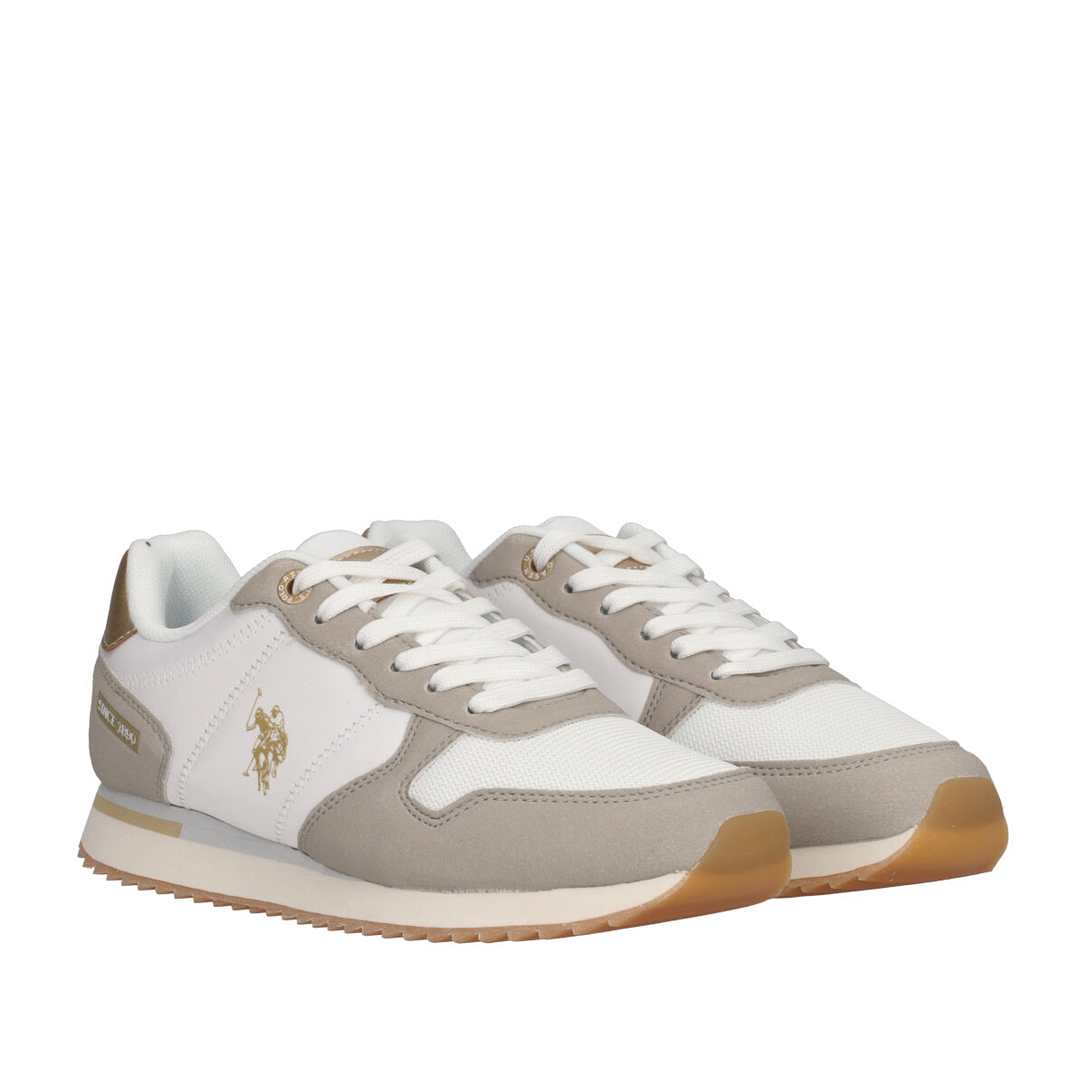 Sneakers Donna Bianche, Grigie e Oro