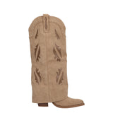 Stivali Texani Donna con Risvolto Beige