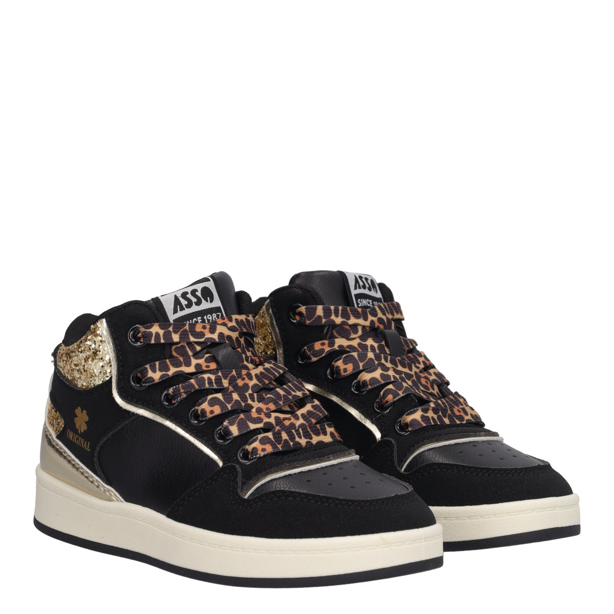 Sneakers Bambina Nere e Oro