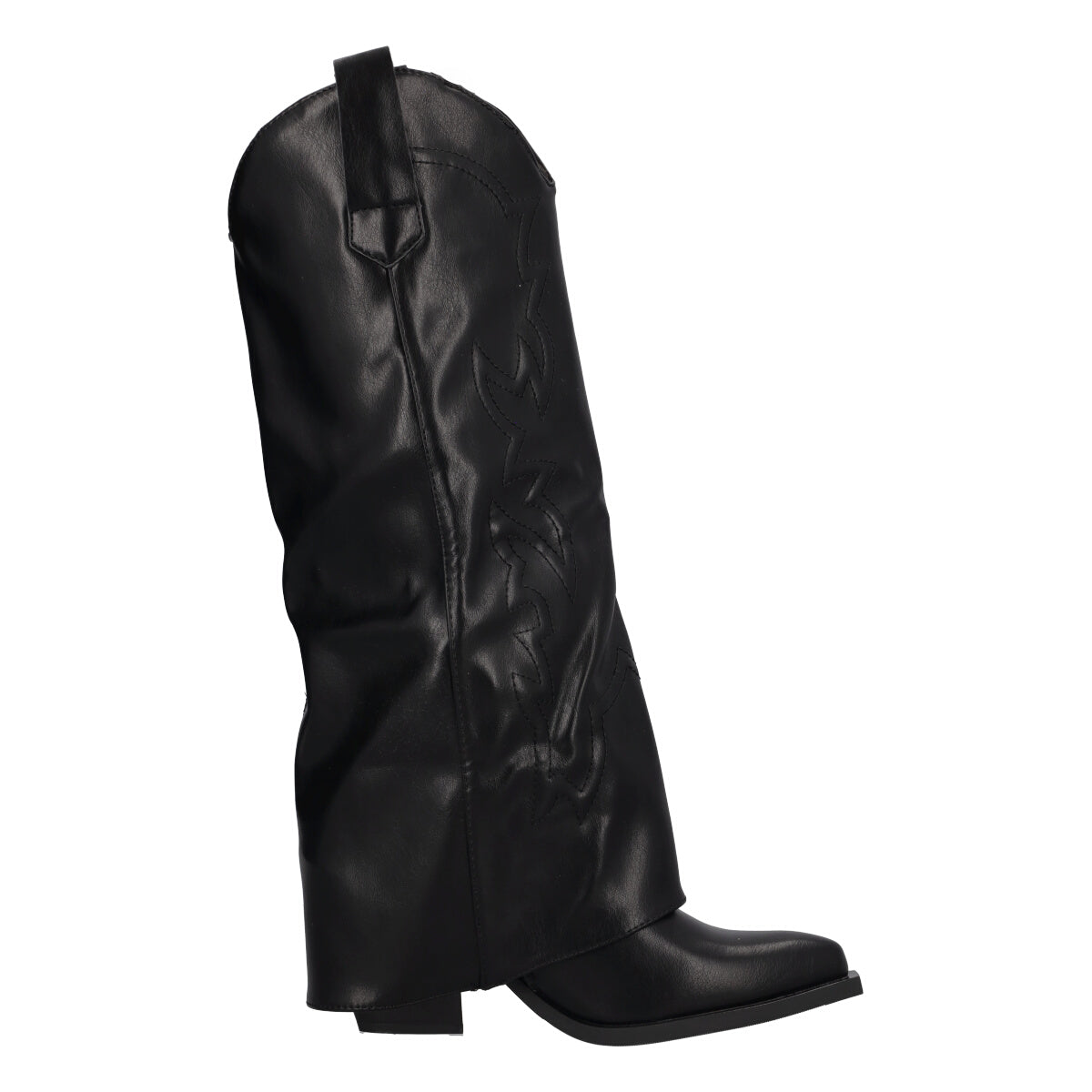 Stivali Donna Neri Texani a Risvolto