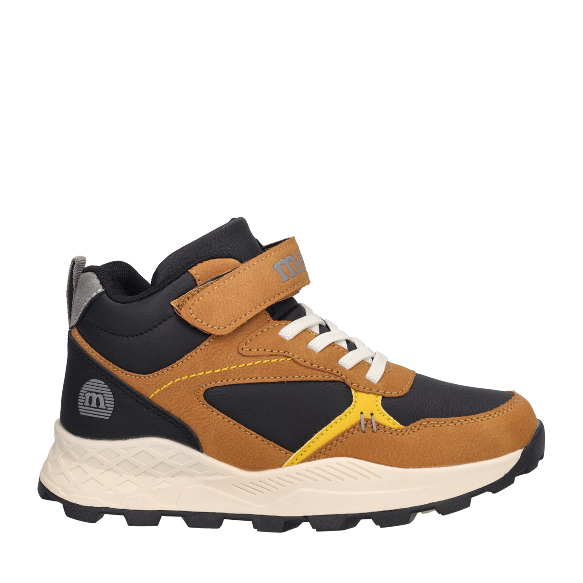 Sneakers Alta Bambino Camel e Nere