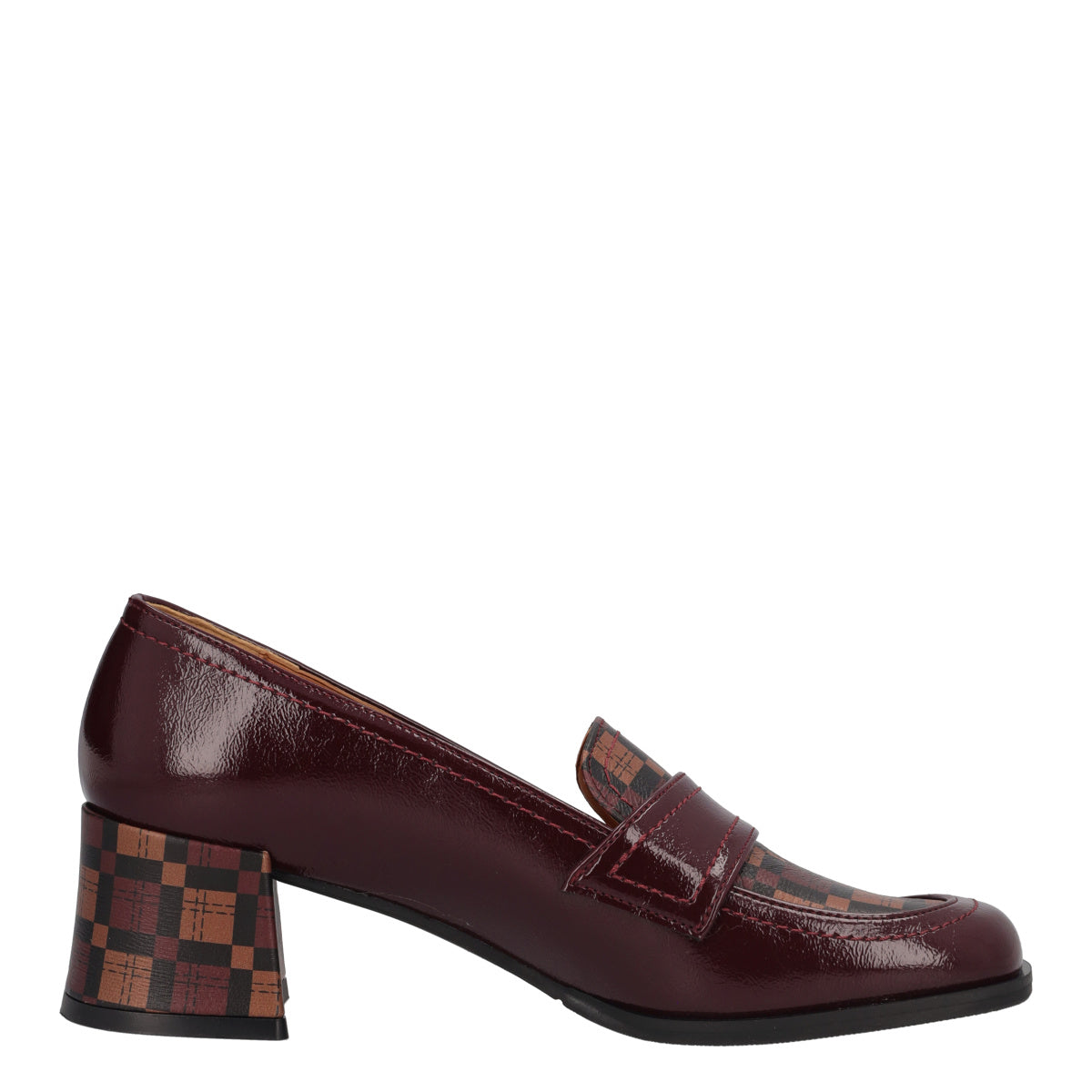 Mocassini con Tacco Donna Bordeaux