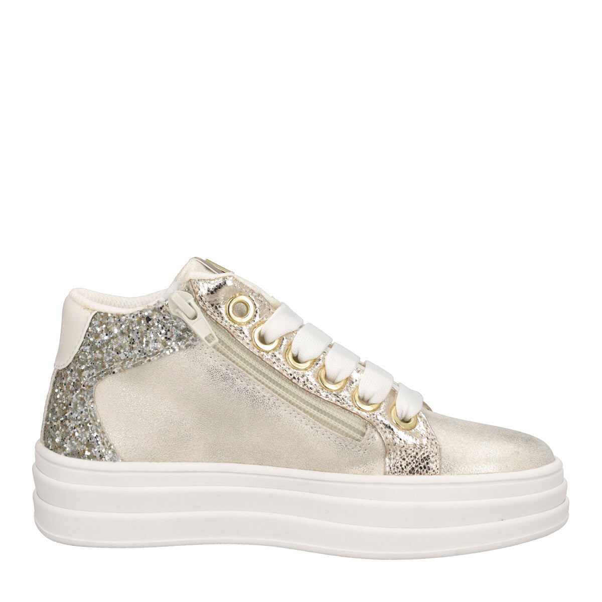 Sneakers alte Bambina Oro e Argento