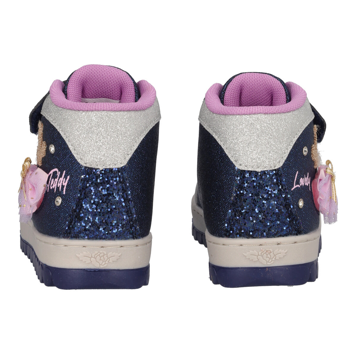 MILLE STELLE Sneakers Alte Bambina Blu, Argento e Lilla con Musica