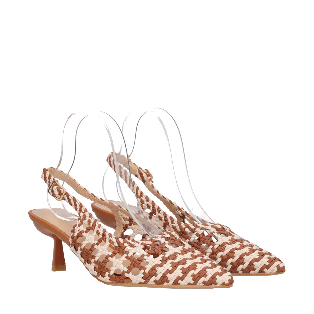 Slingback Donna Marroni e Bianche