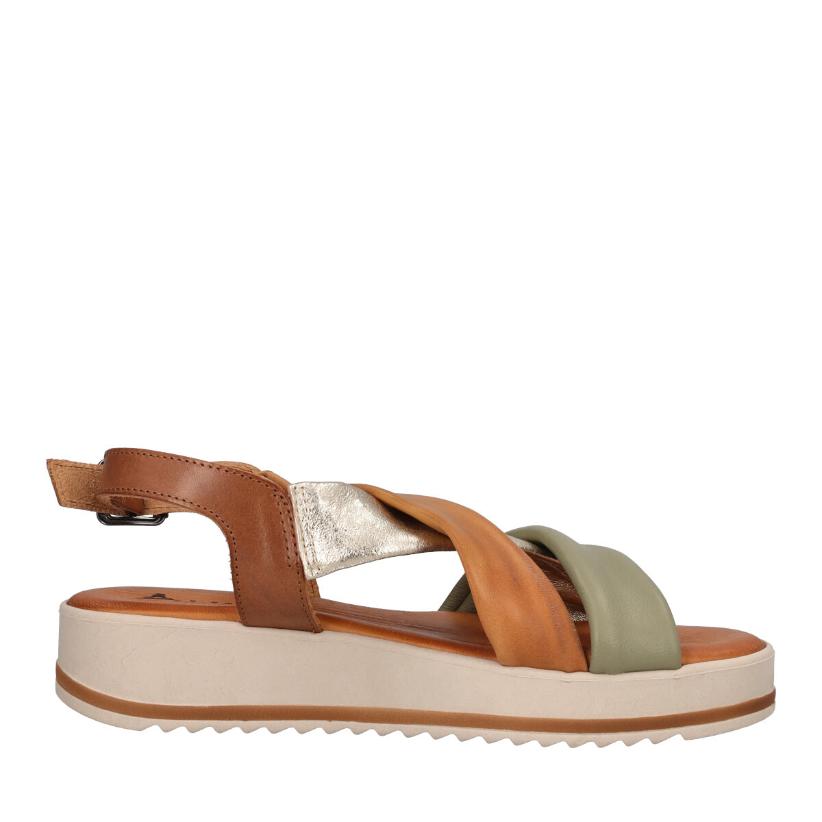 Sandali Donna Beige, Salvia e Oro Metallizzato