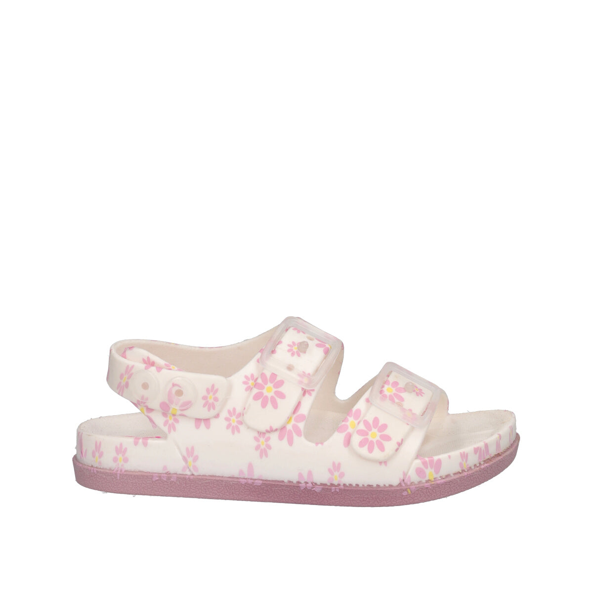 MAISON Ciabatte Bambina Bianche con Fiori Rosa