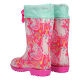 Stivali go & pvc da Pioggia Bambina Fucsia Unicorn _ con Luci