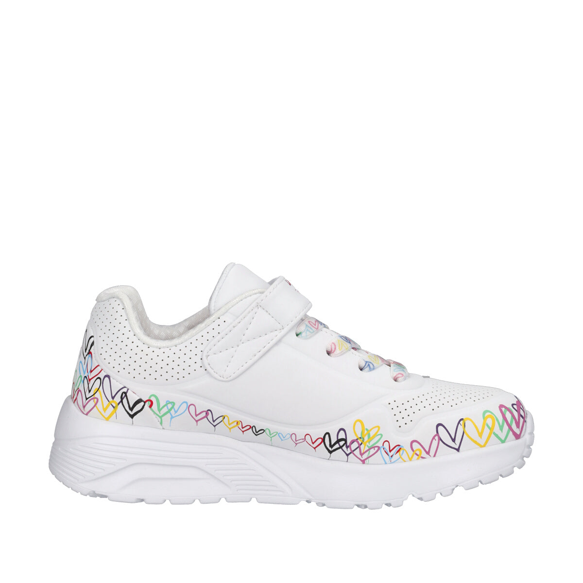 UNO LITE Sneakers Bambina Bianca con Cuori Multicolor