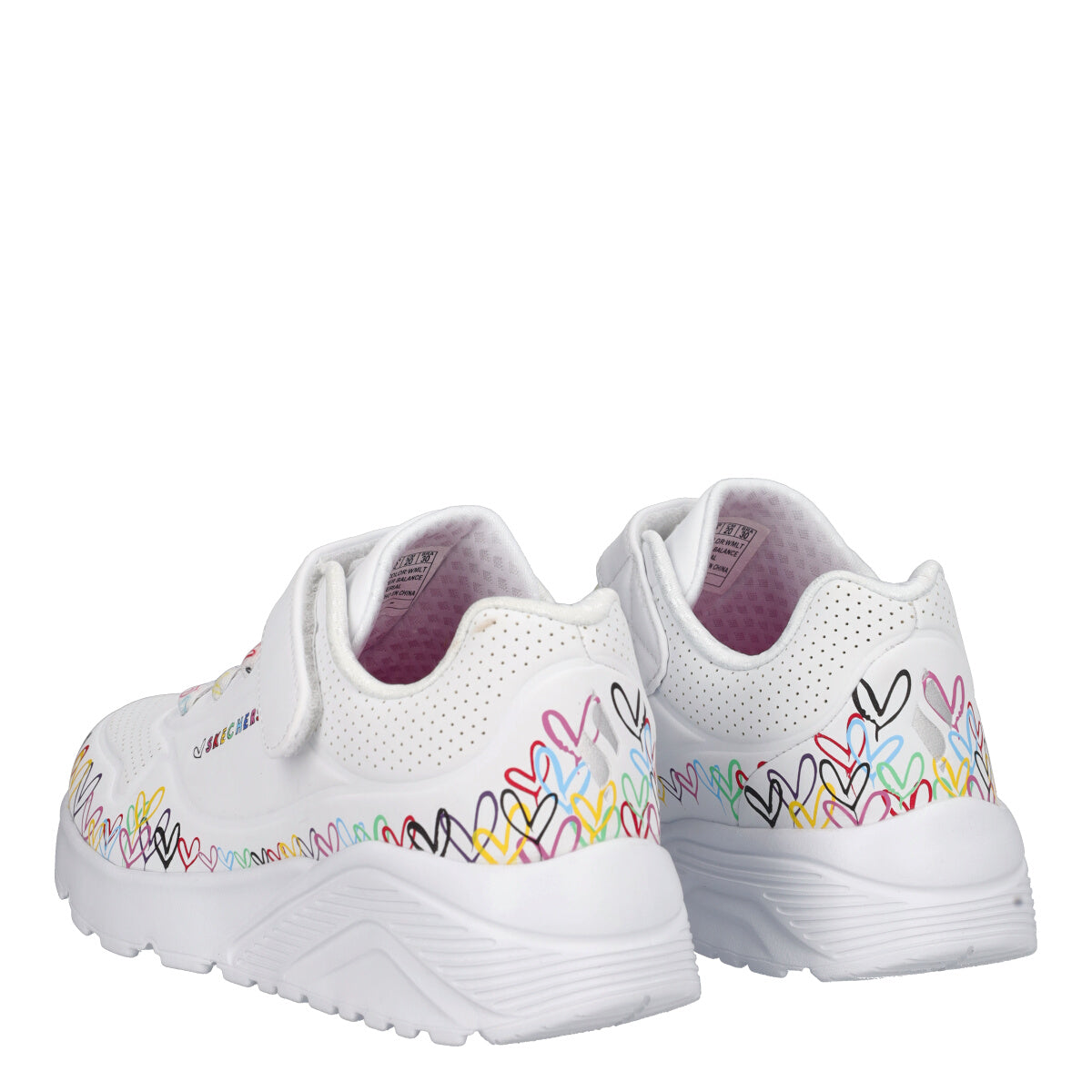UNO LITE Sneakers Bambina Bianca con Cuori Multicolor