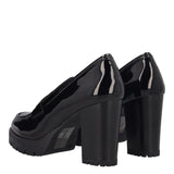 Mocassino con Tacco Donna in Vernice Nera