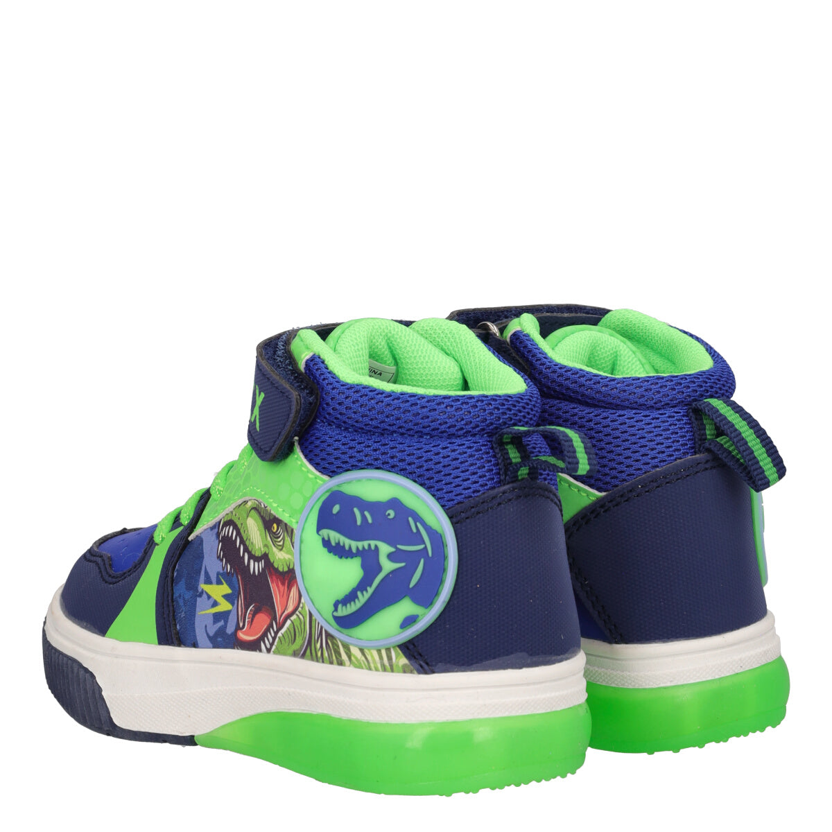 Sneakers Alte Bambino Blu e Verdi con Luci