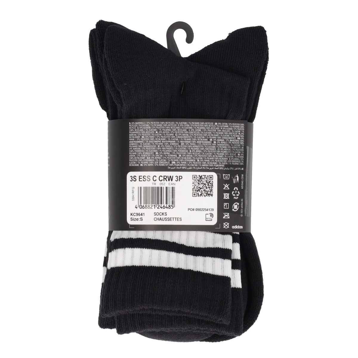 3S ESS C CRW 3P Calze Unisex Nere
