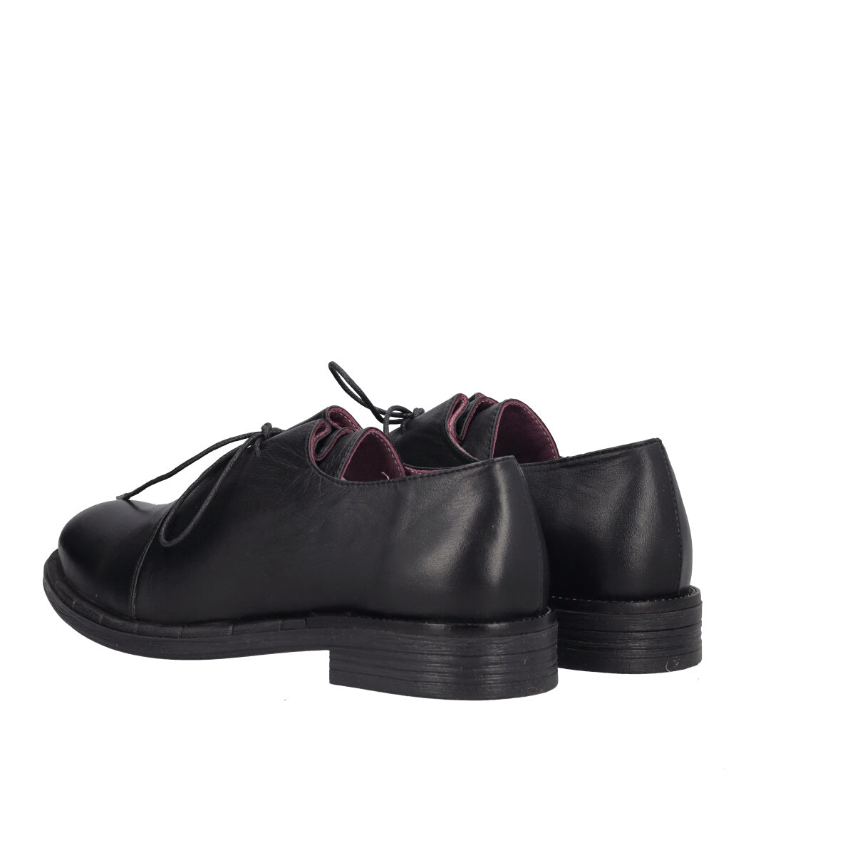 Stringata Donna Nera e Viola in Pelle