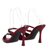 Ciabatte con Tacco Donna Bordeaux in Vernice