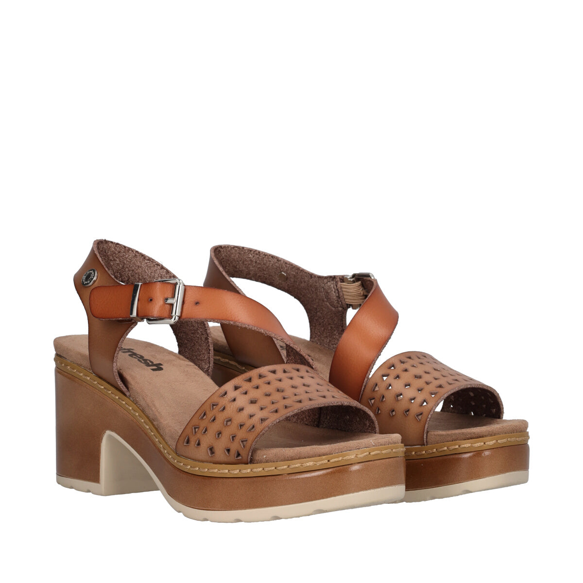 Sandalo Con Tacco Largo Taupe