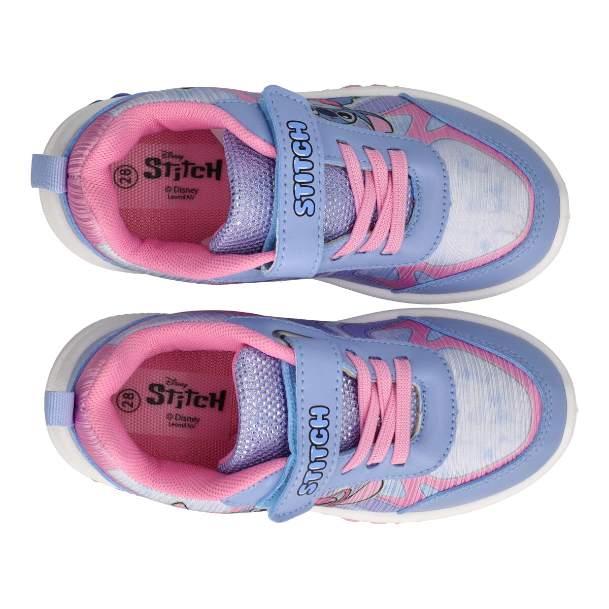 Sneakers Bambine Azzurre e Rosa Stitch con Luci