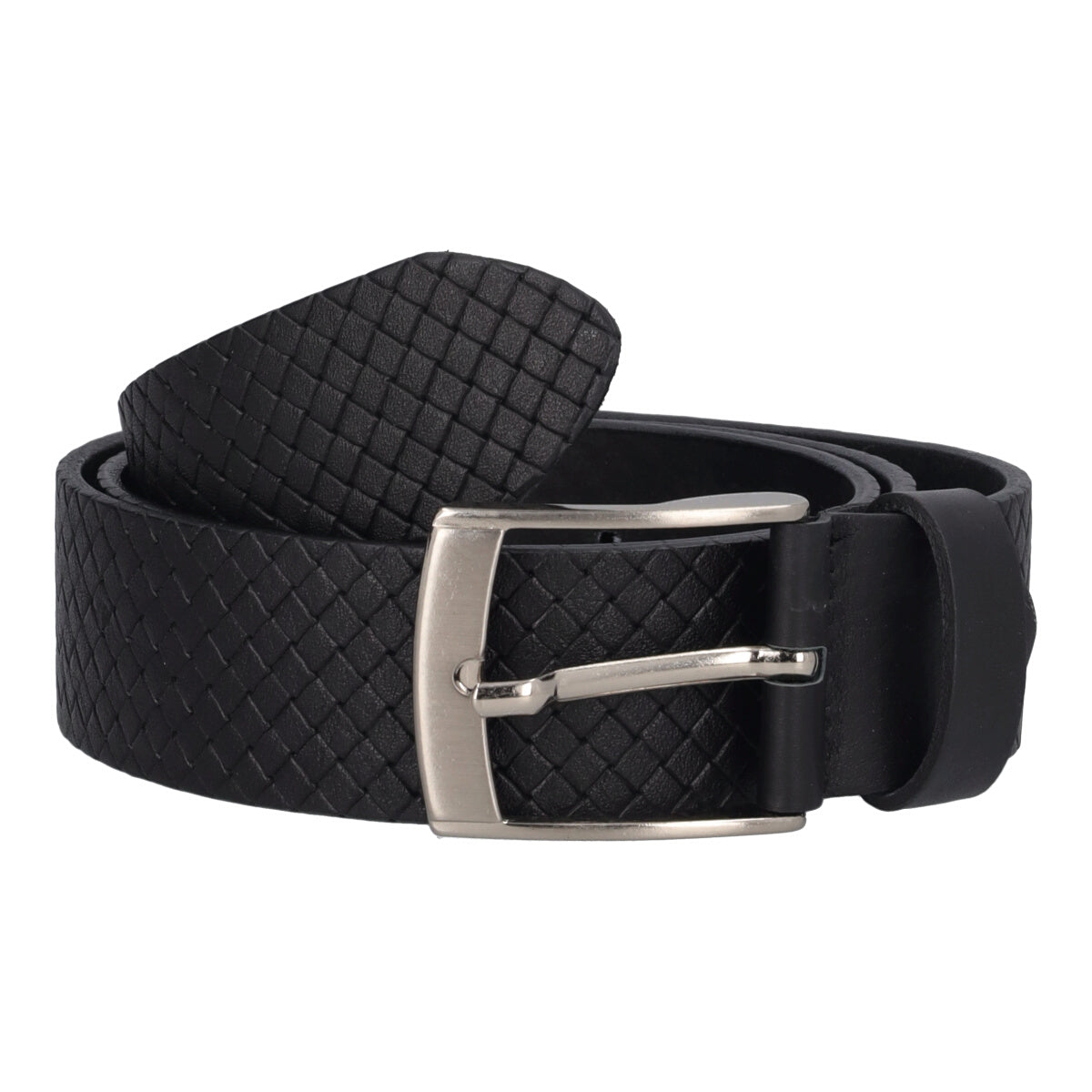 Cintura Uomo Nero Treccia Cuoio