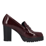 Mocassini con tacco Donna in Vernice Bordeaux