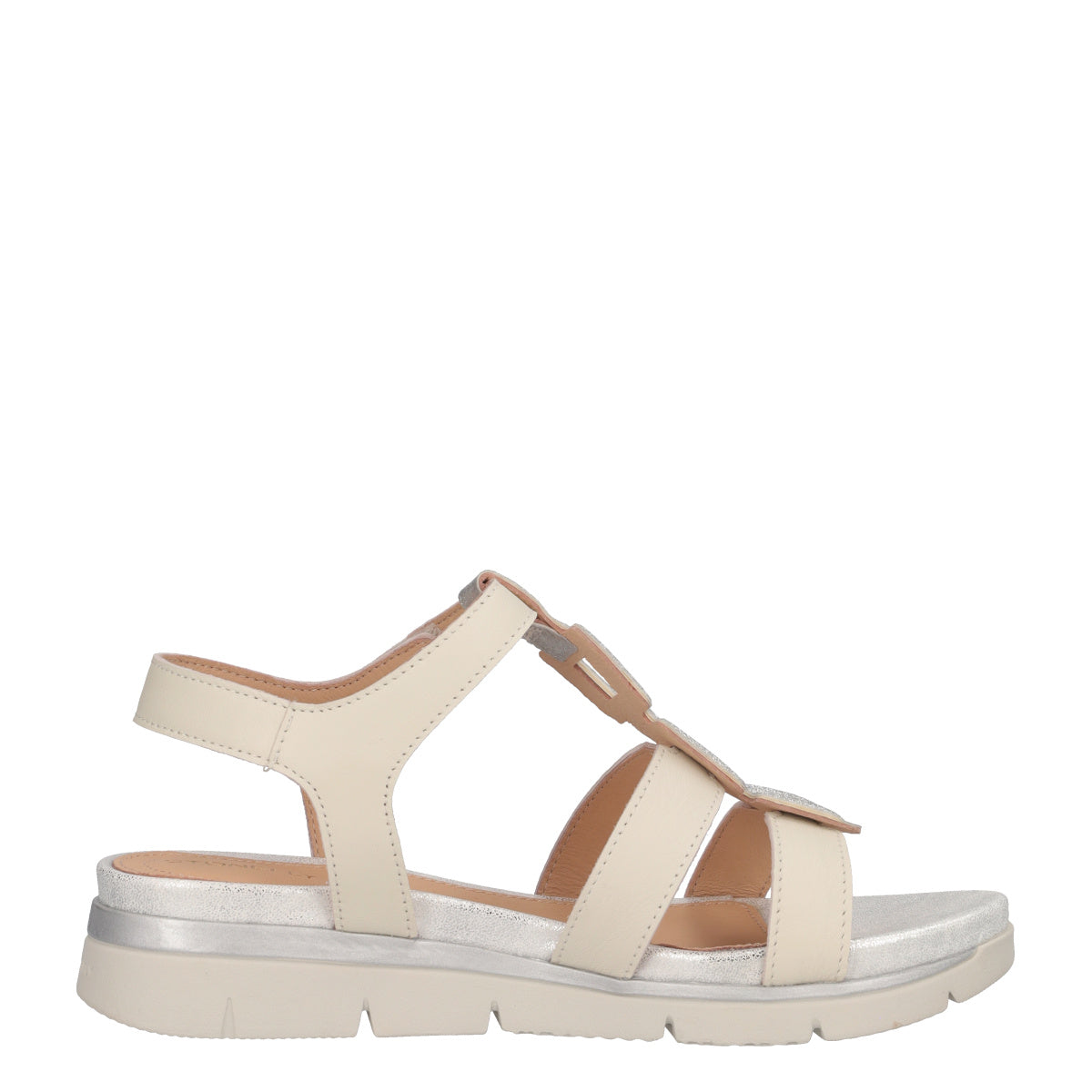 ELODY 27 Sandalo Donna Beige e Argento