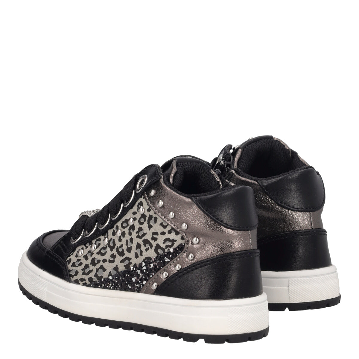 Sneakers Alte Bambina Nere, Argento e Animalier