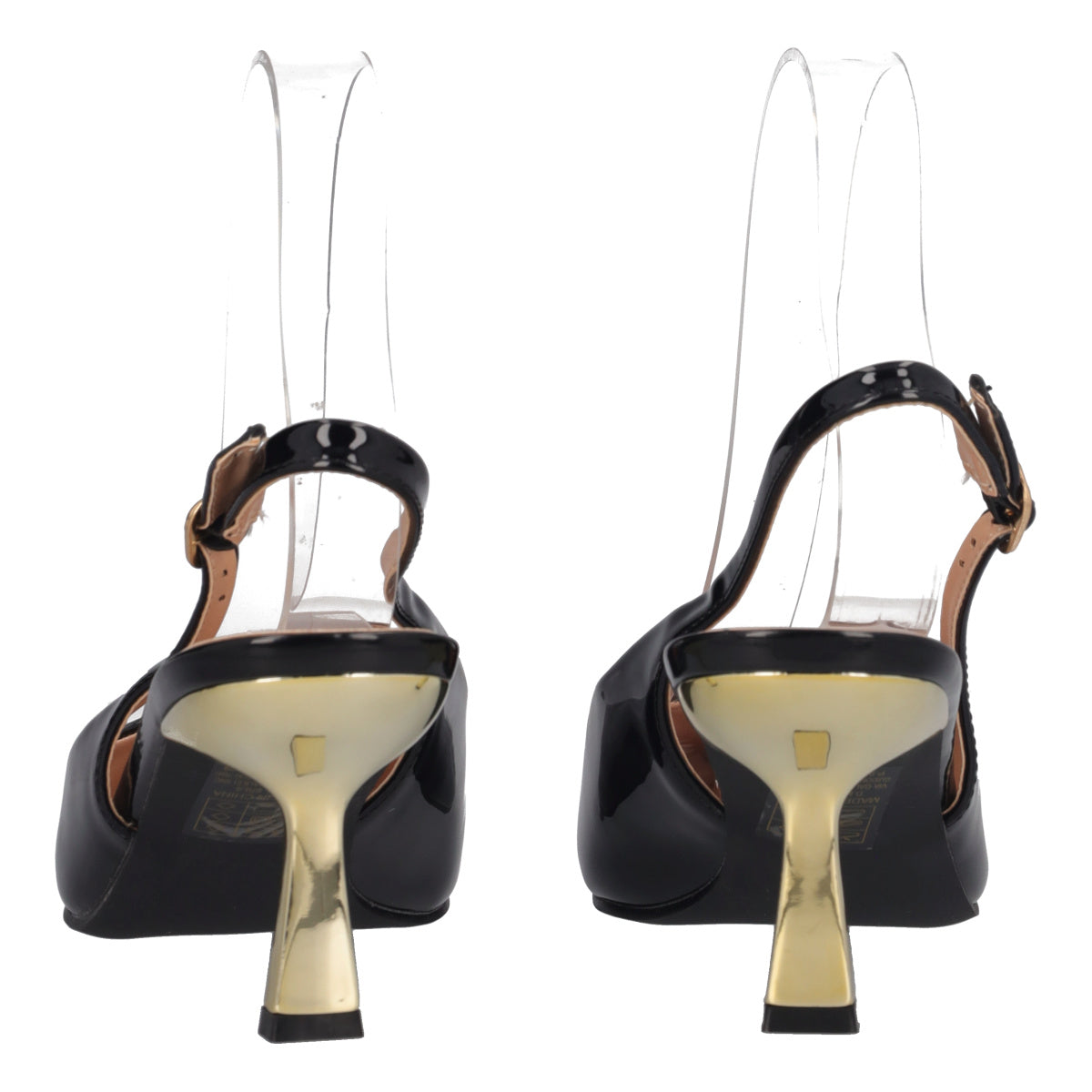 Slingback Donna In Vernice nere e oro