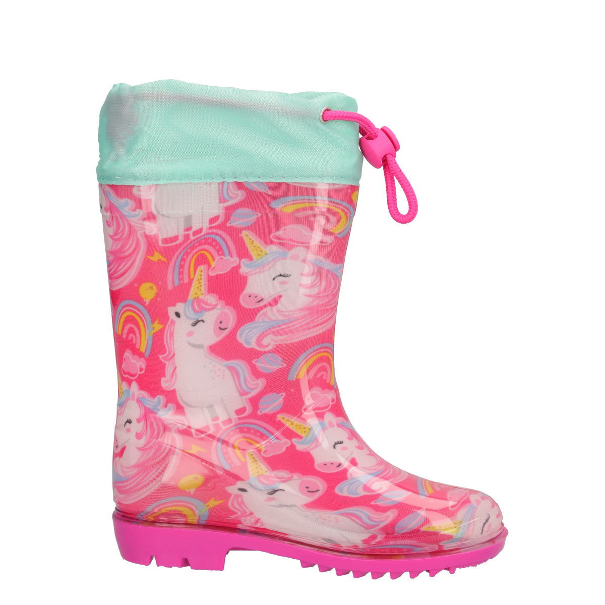 Stivali go & pvc da Pioggia Bambina Fucsia Unicorn _ con Luci