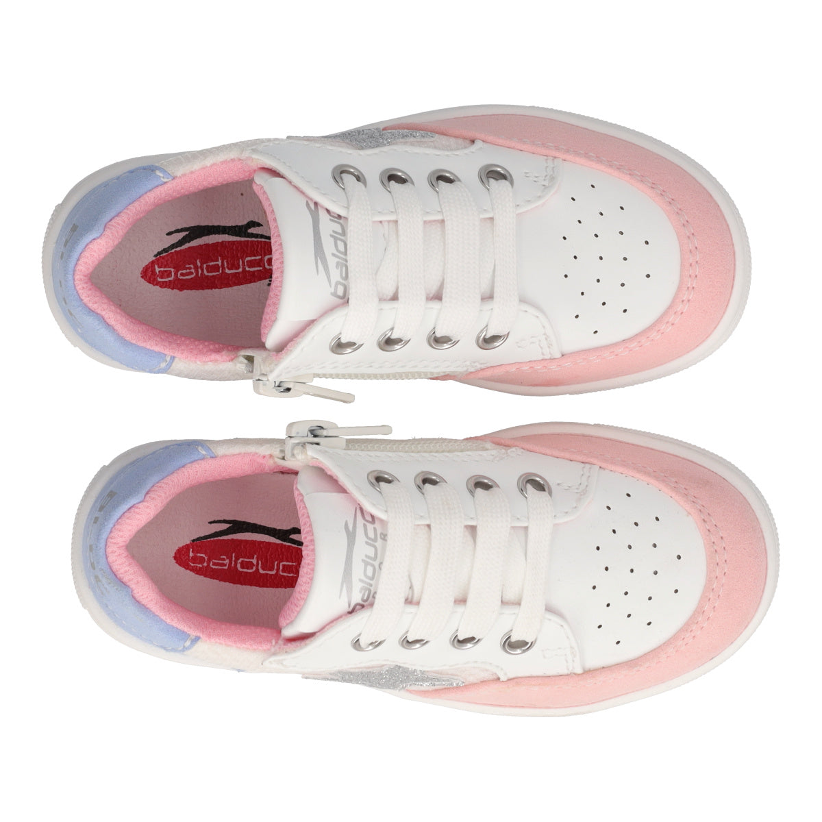 Sneakers Bambina Bianche, Azzurre e Rosa