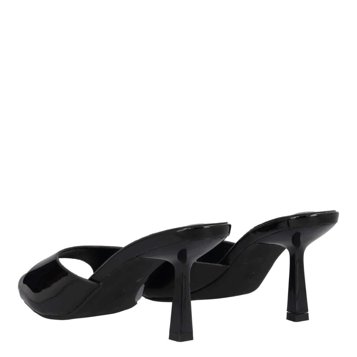 Ciabatte con Tacco Donna Nere in Vernice