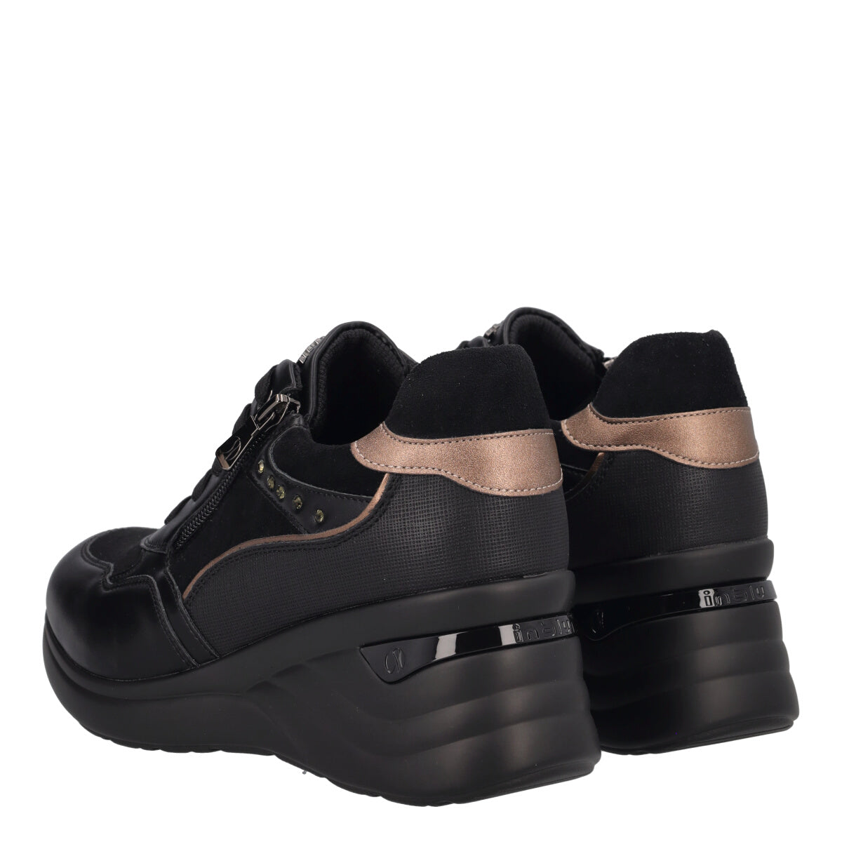 Sneakers con Zeppa Donna Nere