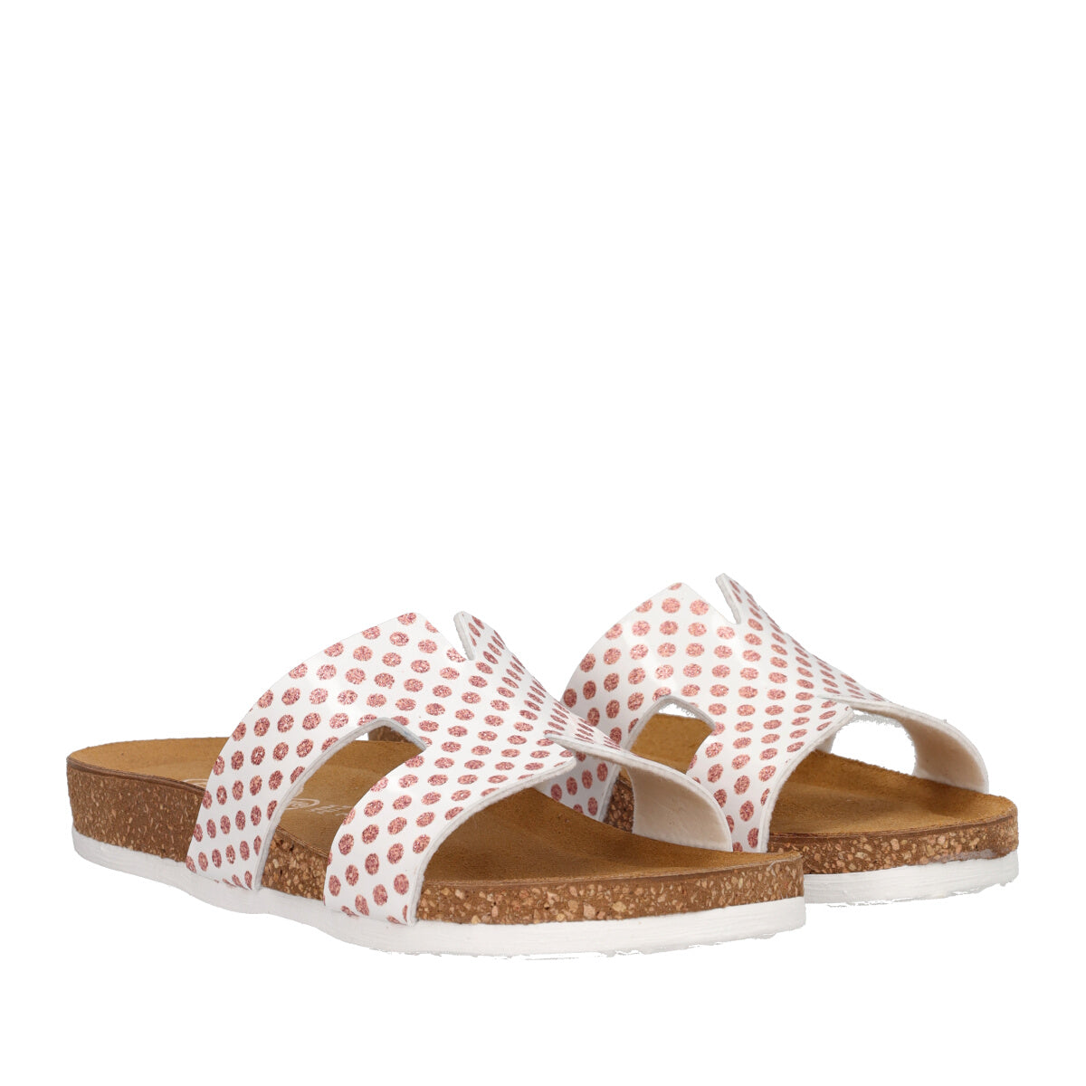 Ciabatte Bambina Bianche con Pois Glitter Rosa