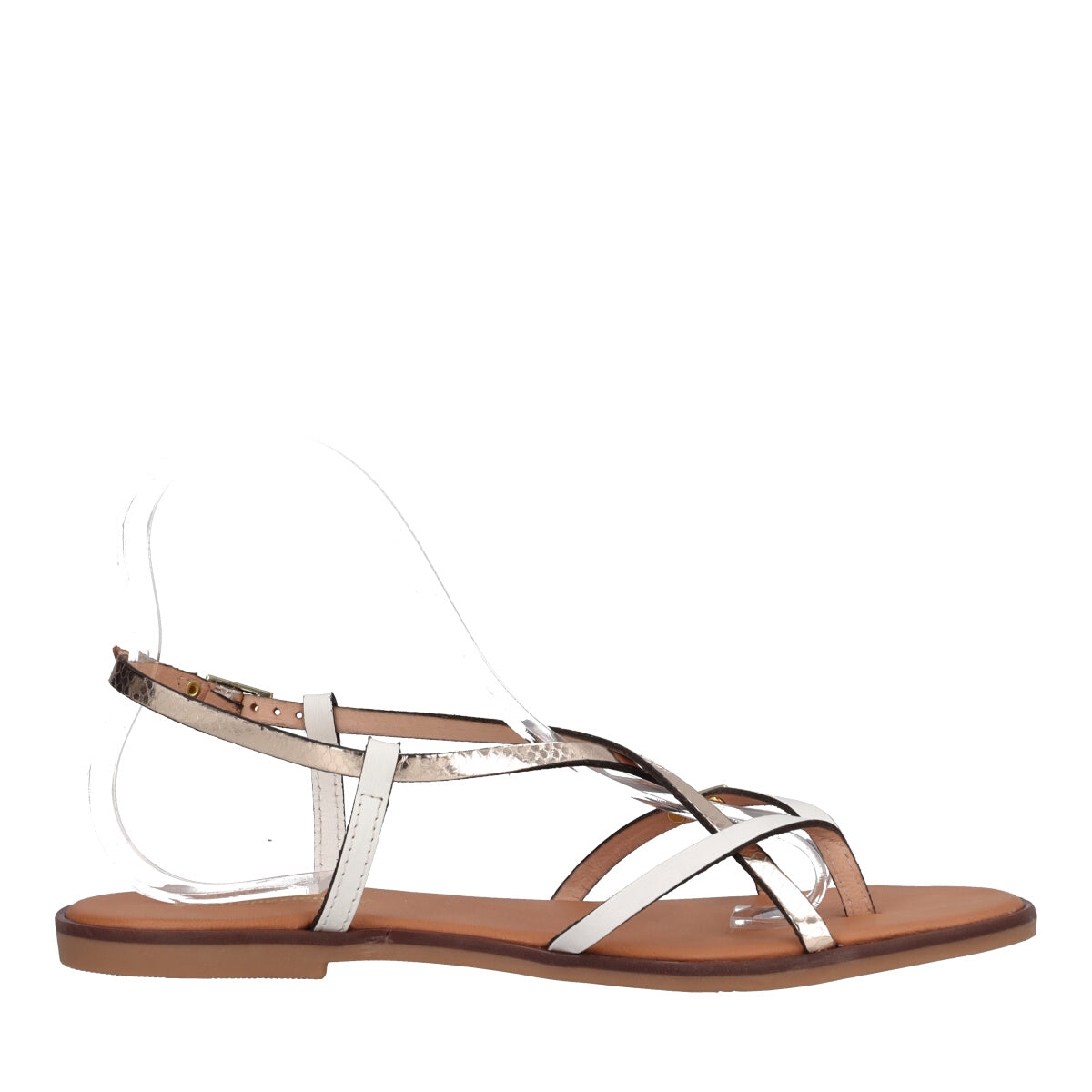 Sandali Infradito Donna Bianchi e Metallizzato