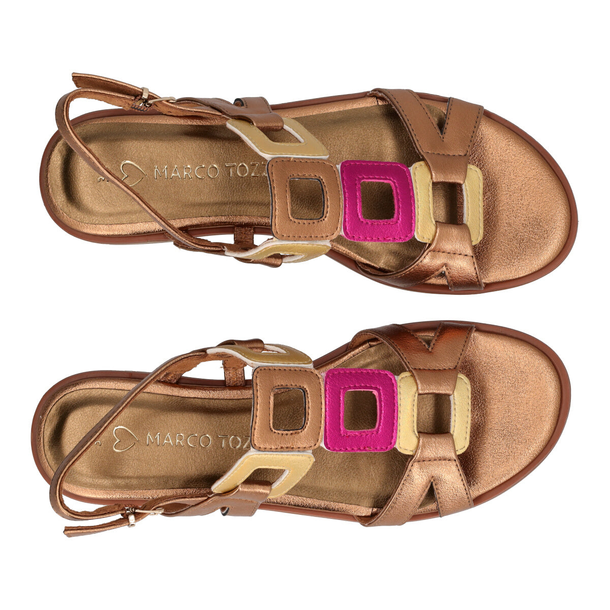 Sandali Donna Bronzo, Oro e Fucsia